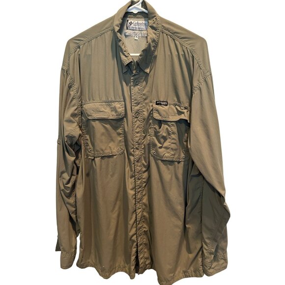 Columbia Sportswear Long Sleeve Shirt size XL, Vented Back Olive Green Button up - Picture 1 of 4